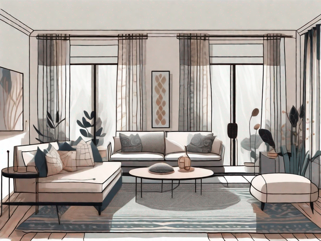 How can I use rugs, curtains, and pillows to introduce patterns?