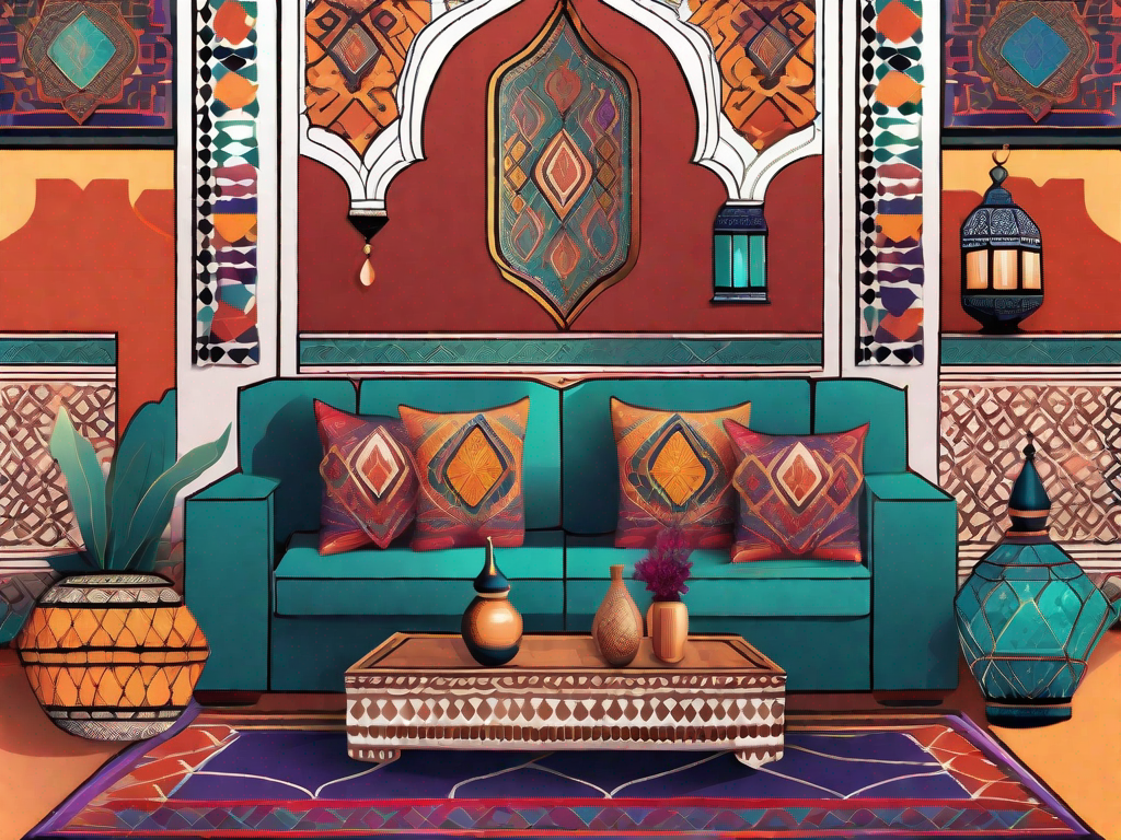 What colors and patterns are associated with Moroccan decor?