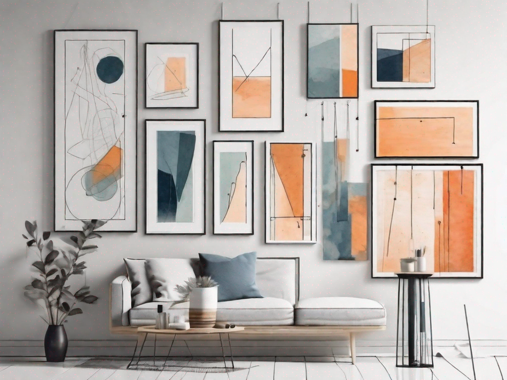 Are there guidelines for hanging art at a specific height or arrangement?